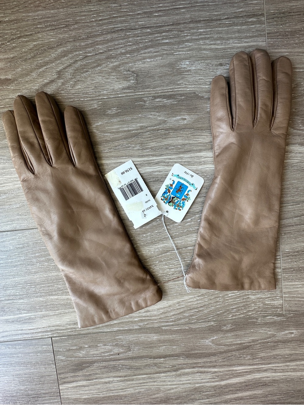 Portolano Taupe Leather Long Gloves